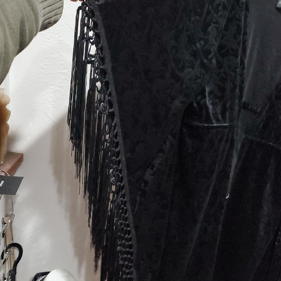 Killstar Mythic Mind Velvet Fringe Kimono In Black Festival Ready Unicorns Sz XL - Picture 6 of 15
